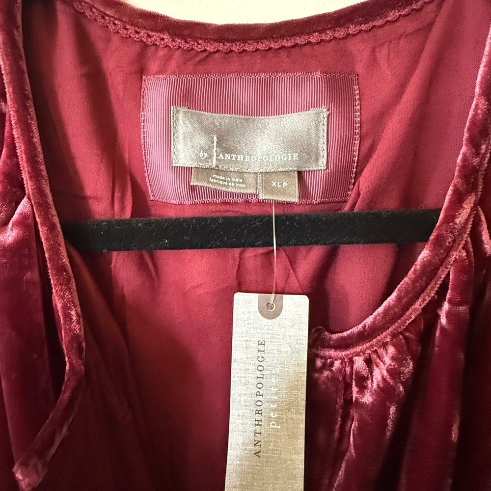 Anthropologie Velvet Midi Dress in dark pink - Picture 3 of 5